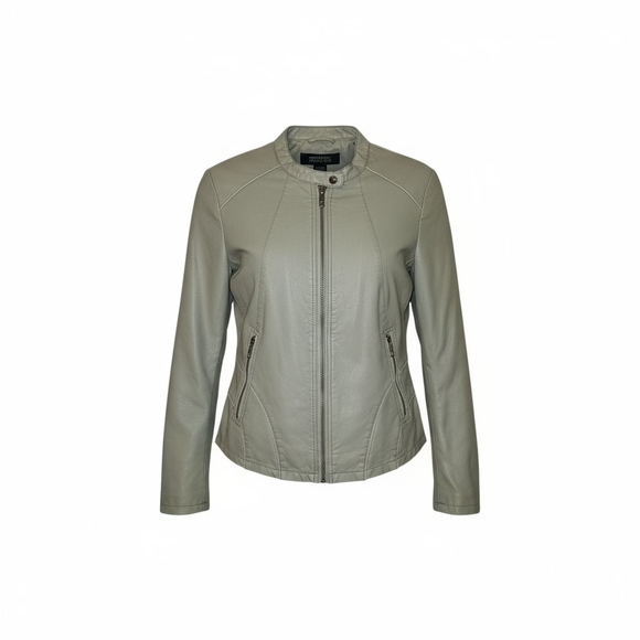 Women's Taupe Moto Jacket - Picture 1 of 4